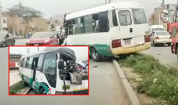 Cúster pierde el control y choca contra un poste en la Carretera Central: deja al menos 8 heridos