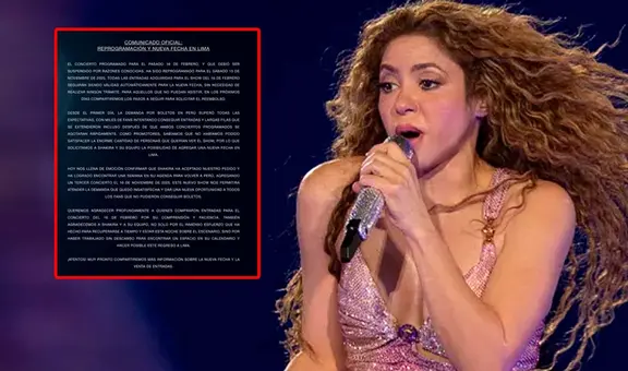 Shakira anuncia tercer concierto en Perú el 16 de noviembre tras reprogramar show cancelado