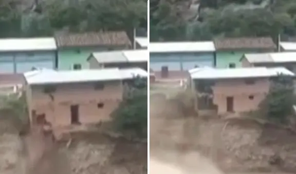 Vivienda colapsa tras aumento del caudal del río Marañón en Huánuco: captan impactantes imágenes