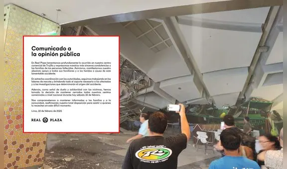Real Plaza cierra todos sus locales en Perú durante el sábado 22 de febrero por "duelo y solidaridad"