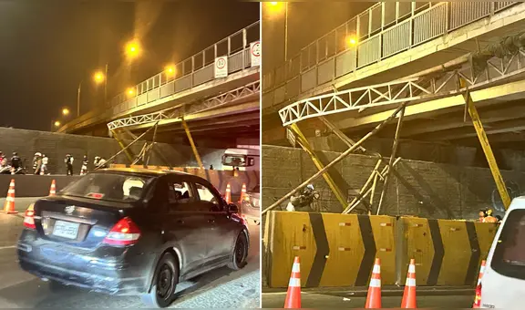 Reportan caída de columna en puente Ricardo Palma: cierran Vía de Evitamiento de norte a sur por accidente