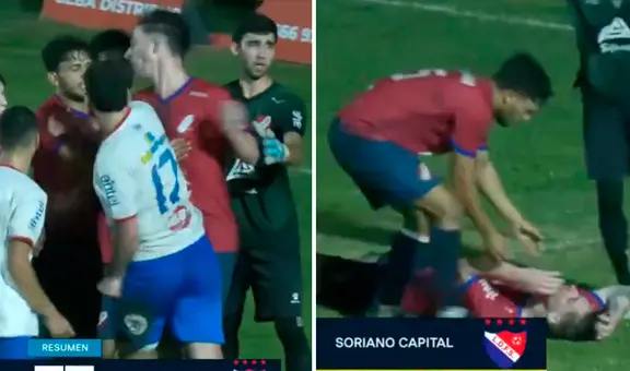 Salvaje agresión en el fútbol uruguayo: el brutal puñetazo en pleno partido que dejó a un jugador noqueado
