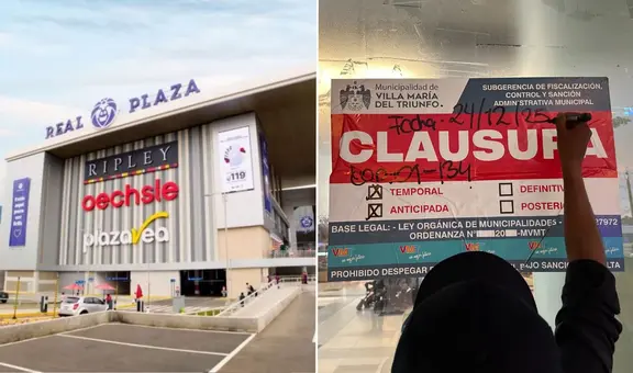 ¿Cuántas sedes y patios de comidas del Real Plaza han sido clausurados en Perú y por qué motivos?