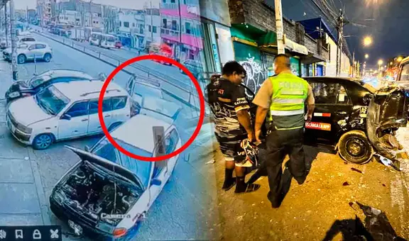 Cámaras graban impactante accidente en La Victoria: auto choca contra 3 vehículos y deja un herido