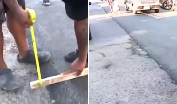 Arreglan pista de Surco, pero vecino llega con wincha para reclamar el término de la obra en el límite con Barranco