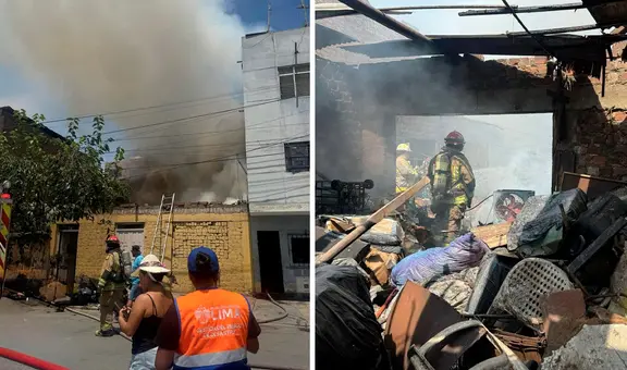 Fuerte incendio consume una vivienda en Cercado de Lima y moviliza a 11 unidades del Cuerpo General de Bomberos