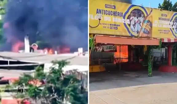 Fuerte incendio frente al Estadio Nacional y Circuito Mágico del Agua en Cercado de Lima: local de comida quedó afectado