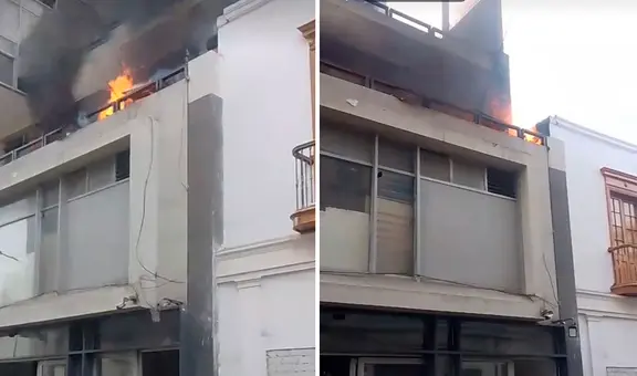 Incendio en jr. Camaná cerca de Plaza San Martín consume piso de edificio y moviliza 5 unidades de bomberos