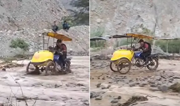 Heladero cruza un huaico en Ica y sorprende a usuarios en redes: "Peligrosamente cerca de ti"