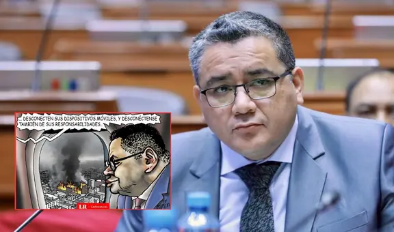 La indiferencia de Juan Santiváñez: Carlincatura expone viaje del ministro a Europa en medio de ola de extorsiones