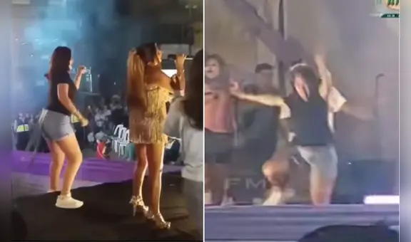 Fan sufre aparatosa caída tras subirse al escenario en show de Ada Chura en Tacna: fue auxiliada en ambulancia