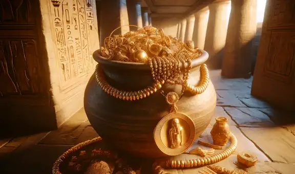 Descubren una olla con un tesoro de oro y estatuillas de dioses egipcios que brindaría protección divina a quien lo use
