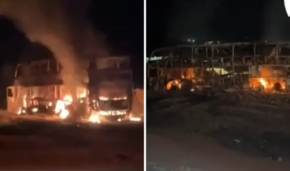 Bus de transporte personal se incendia en descampado de La Libertad: testigos sospechan de un ataque extorsivo