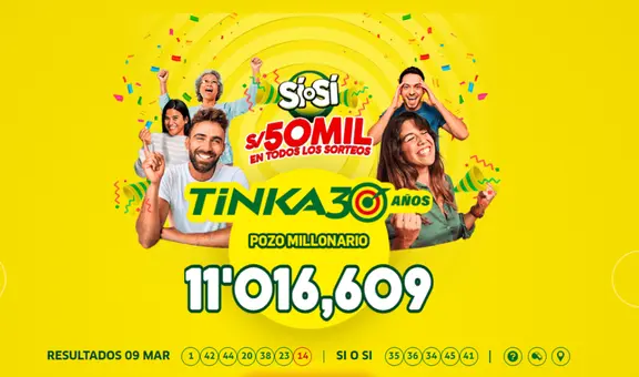 Resultados de La Tinka HOY, miércoles 12 de marzo: revisa los números ganadores, premios y el Pozo Millonario