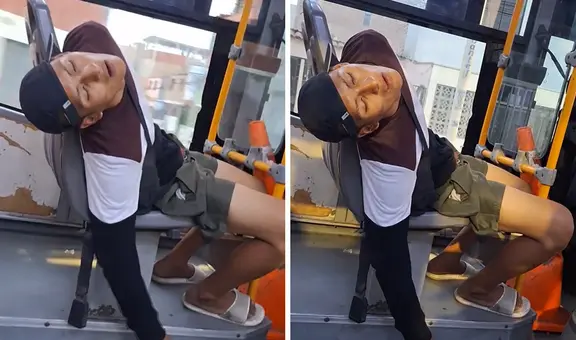 Peruano sorprende por su peculiar forma de dormir en el transporte público: “Llamen al fiscal”