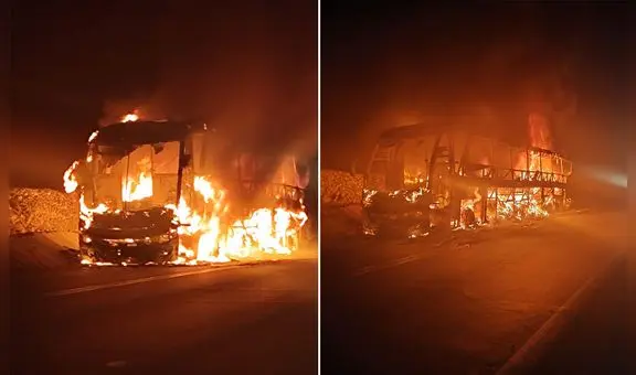 Decenas de pasajeros salvan de morir luego de que bus que venía a Lima se prenda en llamas