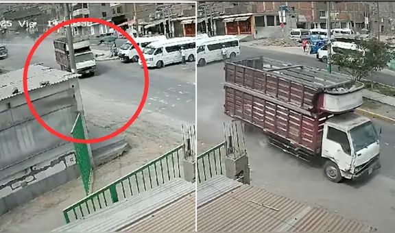 Camión sin frenos se despista y chofer arriesga su vida para evitar una tragedia en Lurigancho-Chosica