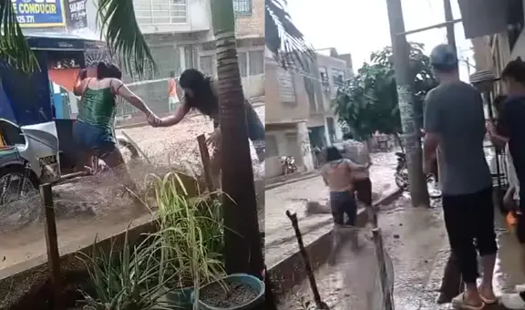 Mujer fue arrastrada por lluvias en Perú tras descender de mototaxi: vecino logró salvarla a tiempo