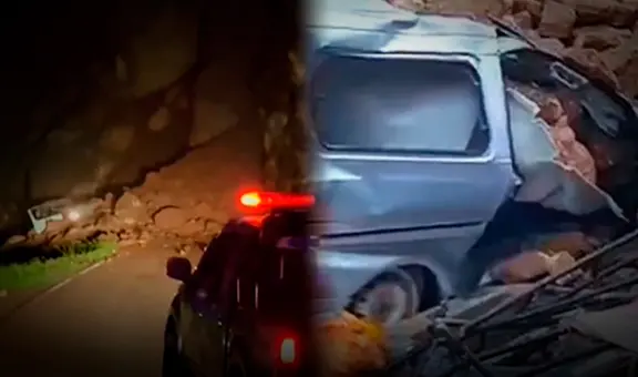 Conductor se salva de morir aplastado por caída de rocas en la carretera de Huancavelica