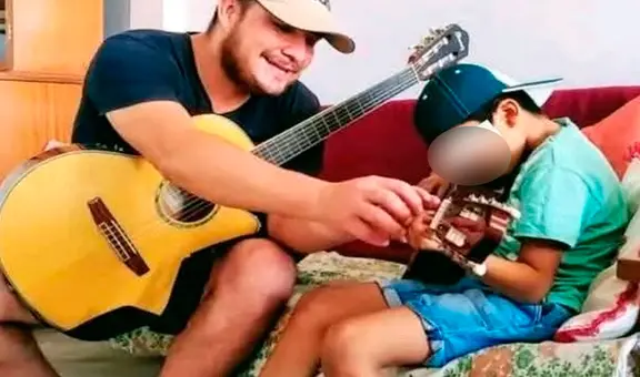 Paul Flores: comparten tierno momento del cantante de Armonía 10 enseñando a su hijo a tocar guitarra