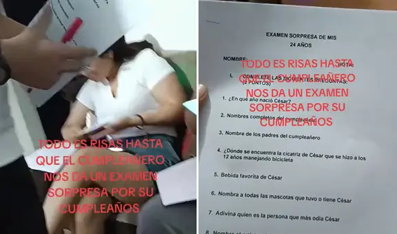 Cumpleañero sorprende a sus invitados con examen: “El que reprueba, no come torta”