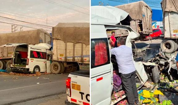 No pudo frenar a tiempo: combi embiste tráiler y deja 3 muertos en la Panamericana Norte