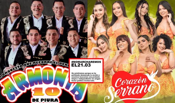 Armonía 10, Corazón Serrano y más artistas cancelan su participación en la marcha nacional: "No asistiremos"
