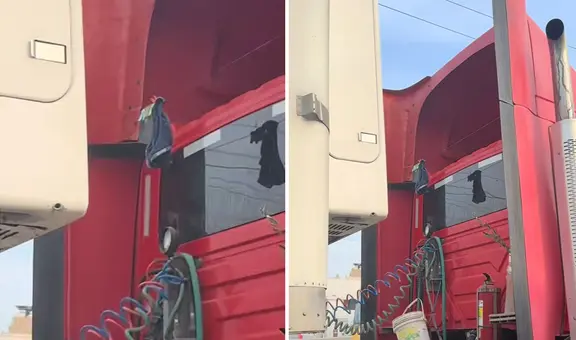 Chofer peruano improvisa cordel en su tráiler y causa sensación en redes: “Hay prioridades”