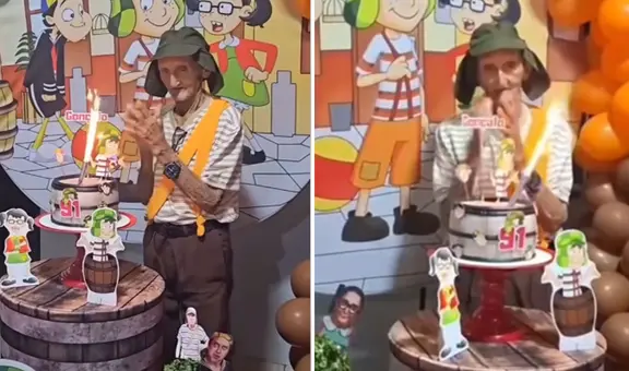 Adulto mayor enternece al vestirse como El Chavo del 8 y celebrar sus 91 años: "Su alegría lo es todo"