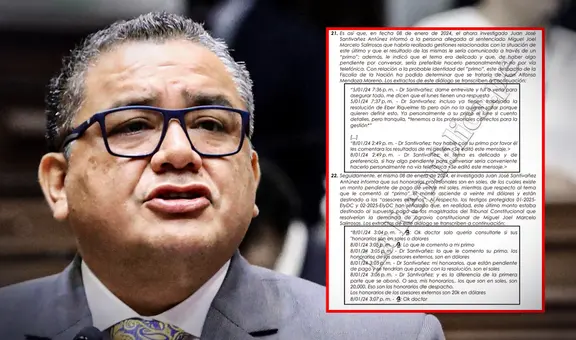 Juan José Santiváñez habría pedido 20,000 dólares para beneficiar a miembro de banda criminal, según chats