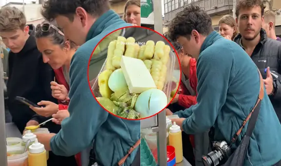 Turistas se amontonan para probar choclo con queso y huevo con papa en carretilla: "Perusalén, la tierra prometida"