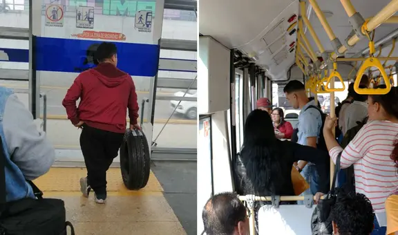 Captan a pasajero con llanta en el Metropolitano y ATU responde: "¡Así no, hay medidas permitidas!"
