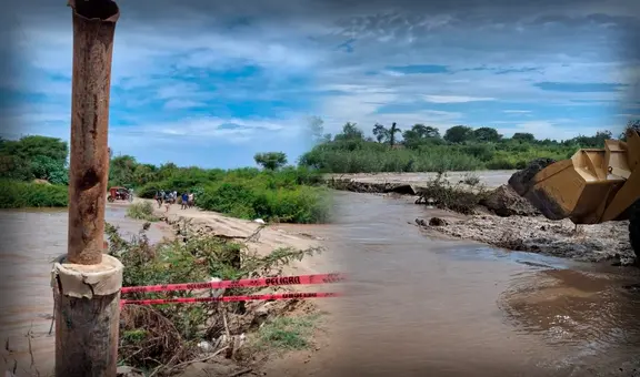 Puente en Lambayeque colapsa tras intensas lluvias en Zaña: más de 4.000 familias incomunicadas