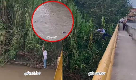 Policía protagoniza persecución de película al saltar al río para capturar a delincuente que intentó huir nadando: "Que le suban el sueldo"