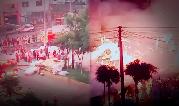 Incendio de gran magnitud en almacén de La Victoria moviliza 10 unidades de bomberos