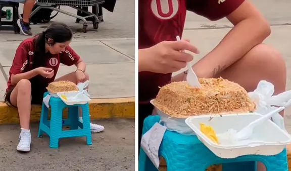 Hincha de la ‘U’ sorprende al comer un megachaufa afuera del Monumental y le dicen: "El verdadero plato taypa"