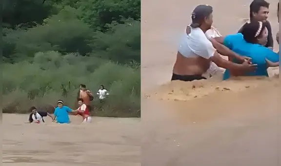 Enfermera de Piura arriesga su vida y cruza río de aguas turbias para atender a comunidad de Hualcas