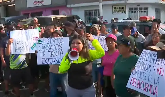 Llevan 4 días sin trabajar: transportistas y comerciantes protestan en SJL contra las extorsiones