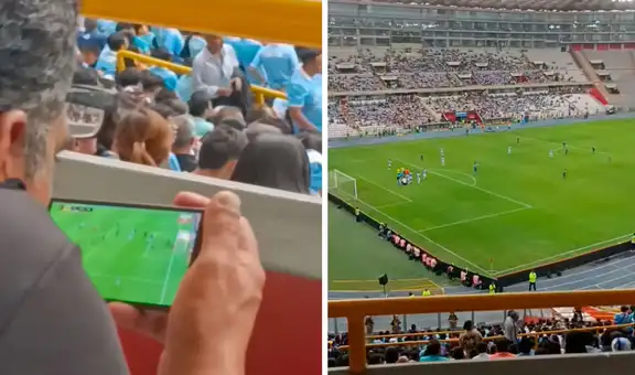 Hincha se sienta en una tribuna del Estadio Nacional para disfrutar del Cristal vs. Palmeiras, pero sigue el partido en su celular