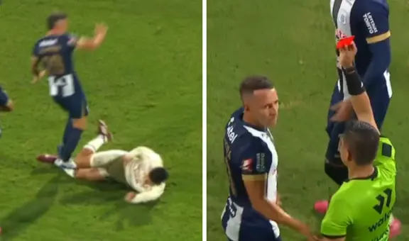 Alianza Lima se quedó con 10 por imprudencia de Lavandeira: VAR detectó 'planchazo' a Murrugarra y árbitro sacó tarjeta roja