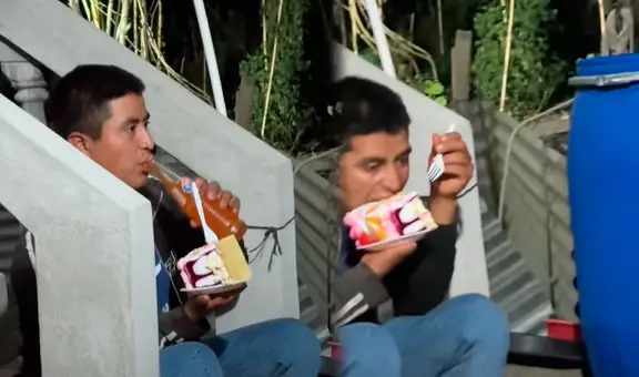 Anfitriones de una fiesta sorprenden a sus invitados al repartirles trozos XXL de pastel: “¿Cumpleaños o reto de comida?”