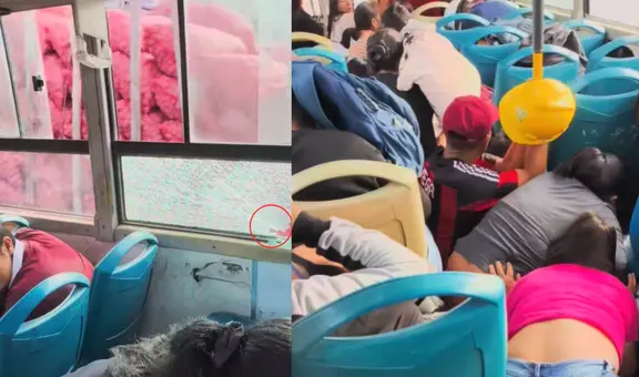 Apedrean un bus con pasajeros en Atocongo en pleno paro de transportistas y usuario graba el momento: "Me lanzaron una piedra"