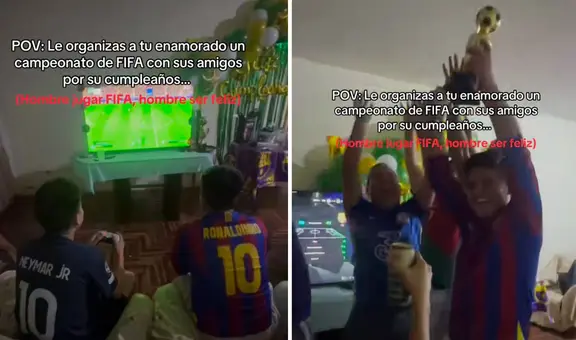 Peruana le realizó campeonato FIFA a su novio en su cumpleaños y sorprende: “Hubo hasta copa”