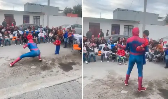Niño se asombra al ver a Spiderman haciendo piruetas en su fiesta de cumpleaños: "Todos quedamos como él"