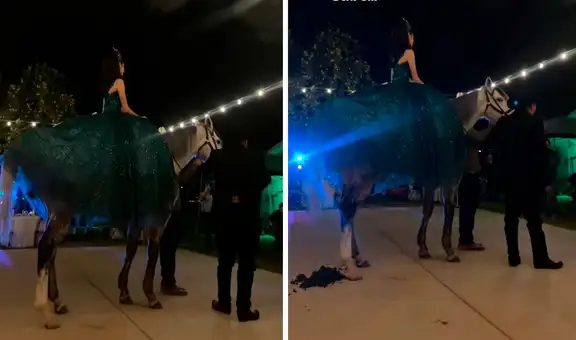 Quinceañera ingresa a su fiesta montada en un caballo, pero corcel le deja un inolvidable regalo