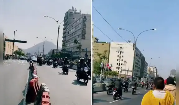 Comunidad de motociclistas protestan frente al Congreso en pleno paro de transportistas