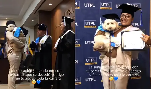 Joven conmueve al asistir a su graduación junto a su perrito: “Gracias por desvelarte conmigo”