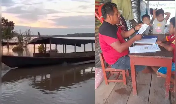 Profesor de Loreto utiliza su embarcación como salón de clases tras inundaciones: viaja 7 horas para ver a estudiantes