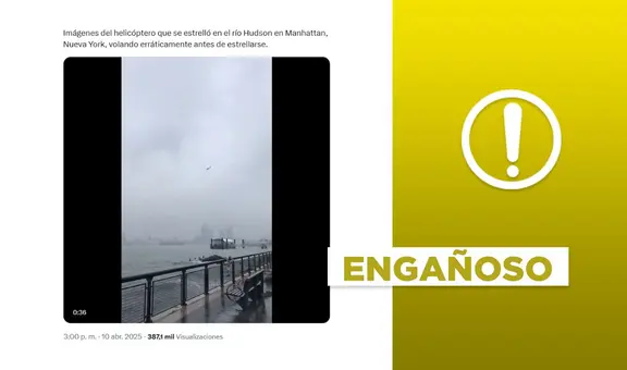 Video no corresponde a la caída de un helicóptero en el río Hudson de Nueva York en abril de 2025