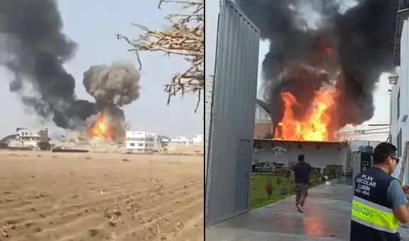 Lurín: así fue el preciso momento de la explosión que deja un almacén en llamas